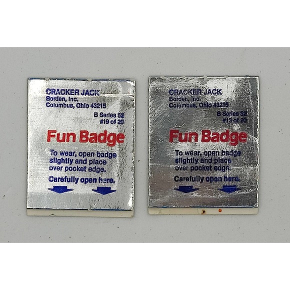 Set of 2 Cracker Jack Fun Badges  Vintage! - Picture 2 of 2